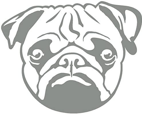 Samunshi® Mops Wandtattoo 40 x 32cm mittelgrau