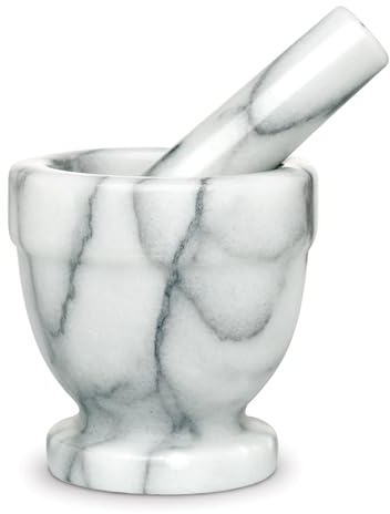 Harold Import Co 43755 HIC Mortar and Pestle, Solid Marble, White