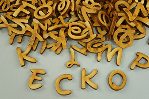 DECOCRAFT 250 + Uni Holz kleinen Buchstaben & Ziffern Disney selbstklebend Buchstaben blanko Mittelmeer (NF32)
