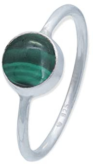 mantraroma Damen Ring 925 Silber Malachit Edelstein grün schlicht modern