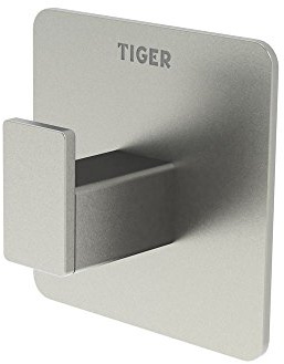 Tiger Hook Pull Square for Clothes and Towels, Adhesive Fixing, 2.2 x 4.5 x 4.5 cm, Brushed Stainless Steel, Bunt