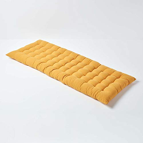 Homescapes Bankauflage 2-Sitzer senfgelb – Sitzkissen Bank Outdoor/Indoor, Oeko-TEX-Zertifiziert, Sitzauflage waschbar für Gartenbank & Sitzbank, 108x42 cm