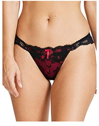 Pour Moi? Women's Amour Brazilian Brief Black (Black/Scarlet Black/Scarlet), 18 (Manufacturer Size: 18)