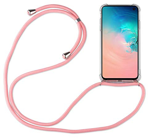 Hülle Kompatibel mit Samsung Galaxy S10e | Handykette Smartphone Halskette Hülle mit Band | Handyhülle mit Kordel zum Umhängen Kompatibel für Galaxy S10e | Rosa