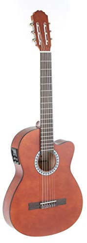 GEWApure Guitarra clásica Basic Electro con ecualizador y afinador, color Marrón (Color Nogal)