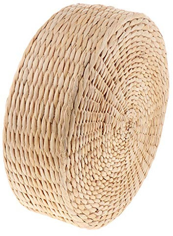 Cojín de Paja Tejida para Asiento Cojín de Paja Hecho Tatami Yoga Cojines de Almohada para El Alfombrilla de Transpirable, 30x30x10cm