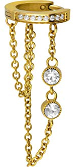 PIERCINGLINE Segment Ohr-Clicker Ketten und Kristallen Chirurgenstahl Piercing Ohr Helix Goldfarben
