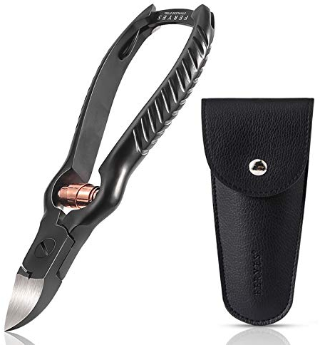 FERYES Nagelzange für starke Fußnägel Präzisions Fußnagelschere 14 cm für Fußnägel und Fingernägel – mit Lederetui