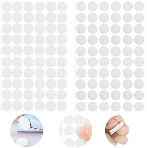 O-Kinee Klett Klebe Punkte, Klettpunkte 1080 Stück Klett Punkte 540 Paar Schlaufe Punkte Self Adhesive Klebend Klettverschluss, 20 mm (20mm Weiß)
