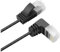 CABLEPELADO Cable de Red, Cable LAN, Cable de Datos, Cable Gigabit, Cable RJ45, Cable Trenzado, 1x 90º, Categoría 5E, Compatible PC, PS4, PS5, Xbox, Smart TV, Server, 1 Metros, Negro