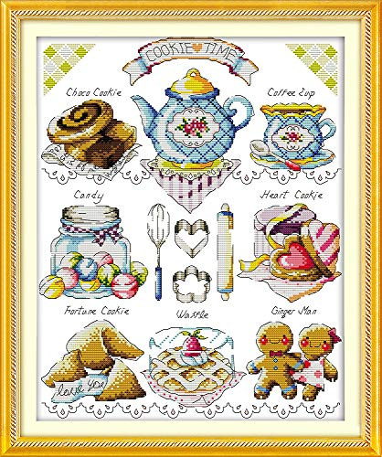 11CT Kreuzstickerei Vorgedrucktes Set bedruckter Stoff 46x56cm DIY Stickerei einfache Eingabe Kit Stickerei für Mädchen Handwerk DMC Artikel Stickerei - Teekuchen