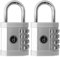 Padlock 4 Digit Combination Lock - for Gym School Locker, Outdoor Gate, Shed, Fence, and Storage - Weatherproof Metal - Keyless, Easy to Set, Resettable (Silver, 2 Pack)