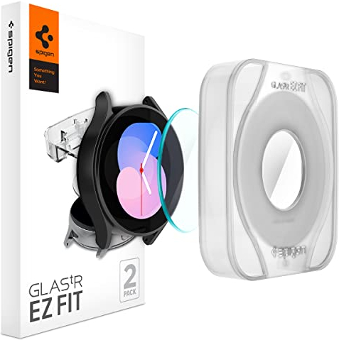 Spigen Glas.tR EZ Fit Schutzfolie kompatibel mit Samsung Galaxy Watch FE, Galaxy Watch 5 40mm, Galaxy Watch 4 40mm, 2 Stück, Kratzfest, 9H Härte Folie