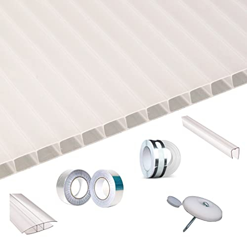 Ironlux - Kit Placas de policarbonato Compacto opal 10mm - Medida final 1500 x 2800mm - Incluye accesorios de instalación