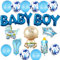 HCRXVV Babyparty Deko Junge Baby Shower Deko Taufe Junge,Its A Boy Ballons Gender Reveal Party Welcome Home Baby Boy Dekoration,mit Ballon Banner Helium Folienballon (Blau)