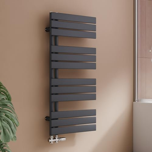 S'AFIELINA Design Badheizkörper Handtuchheizkörper Anthrazit Flach Paneel Seitenanschlusss 1041x500mm Heizkörper für Bad Handtuchtrockner 555 Watt