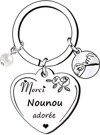 Lumengqi Cadeau Nounou Porte clés Nounou Cadeau pour Nounou Original Merci Nounou Porte Clé Atsem Personnalisé pour Cadeau Anniversaire Super Nounou