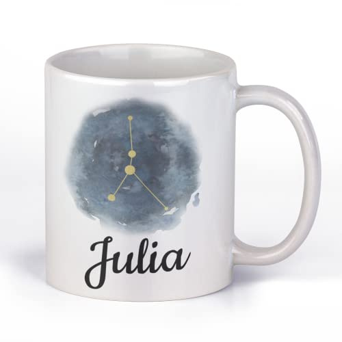 Personalisierte Sternzeichen Tasse mit Namen – Horoskop Tasse - Keramiktasse 375ml mit Wunschname & Sternbild (Krebs)