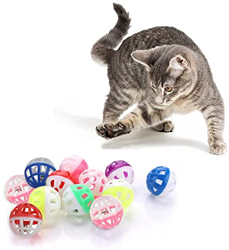 Jiuhao Cat Toy Balls with Bell, Interactive Plastic Cat Toy Balls for Indoor Activity and Chase Training