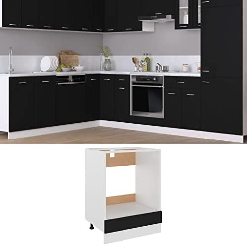 homiuse Herdumbauschrank Schwarz 60x46x81,5 cm Holz KüChenschrank KüChenunterschrank Kitchen Cabinet Kleine KüChenschräNke Einzeln Ofenschrank GeschirrspüLer Schrank 1 Regal Ohne Arbeitsplatte