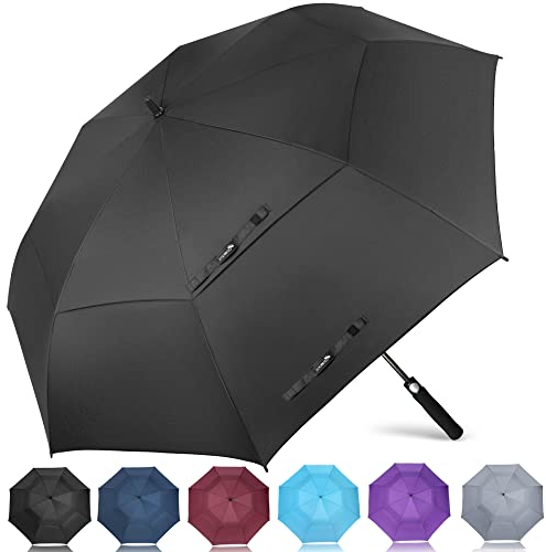 ZOMAKE 2 Stück Regenschirm Groß L - Großer Golf Umbrella Sturmfest für 1-2 Personen - Golfschirm Schwarz Automatik Auf Und Zu,Übergroß Doppelt Überdachung Stockschirm Mit Tragegurt Für Herre(54 Inch)