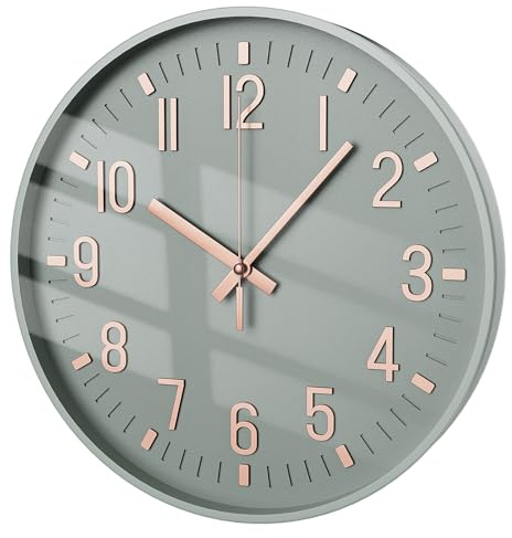 HOSTON Wall Clock 12 Inch Modern Clock Silent Non Ticking Round Wall Clocks for Living Room Kitchen Bedroom School Home Office Classroom