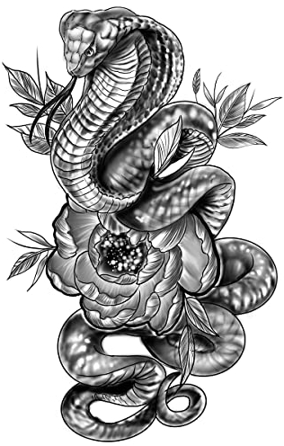x3 Tatouage Éphémère Serpent Cobra - 1 lot de 3 Feuilles de tatouage temporaire animal | Bras, épaule, dos, poitrine, cuisse, jambe | Noir | Homme, Femme - TATTOO YOUR STYLE