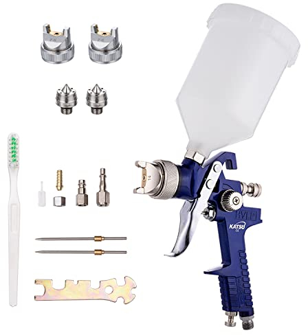 KATSU HVLP Paint Spray Gun Gravity Feed 600CC with 3 Copper Nozzles 1.4/1.7/2.0mm Pneumatic Air Paint Sprayer for Car Furniture Surface Coating Decorating Painting