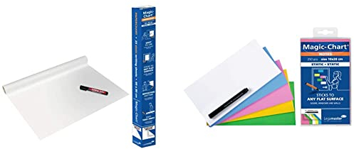 Legamaster Magic-Chart Paperchart Folie - weiß - 80x60cm & Magic-Chart Notes - statisch selbsthaftend - weiß - 10x20cm - abwischbar und wiederbeschreibbar - inkl. 1 Boardmarker - 250 Folien