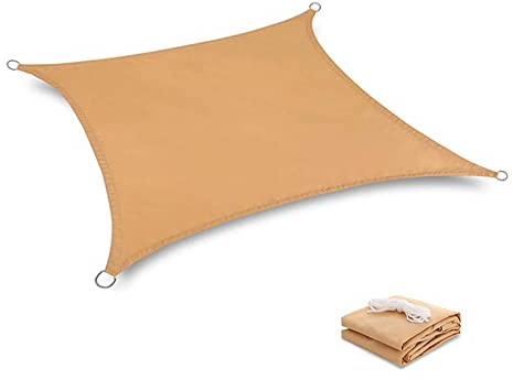 PROPFE Sonnenschutz-Markise 98% UV-Block, Sonnensegel mit Vier Ecken, Sonnenschutz für den Außenbereich, gelb, 2 x 3 m, Sonnenschutz-Überdachung, Sonnensegel