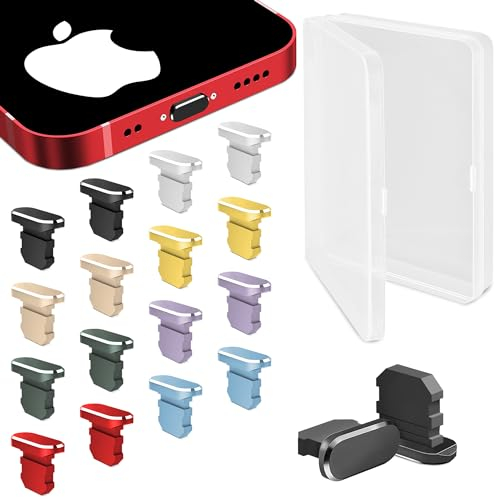 Empire 18 Pcs Set iPhone Dust Plug - Premium iPhone Charging Port Plug Set with Dust Plug Holder - Lightning Port Plug Compatible with iPhone Dust Plugs Multicolours