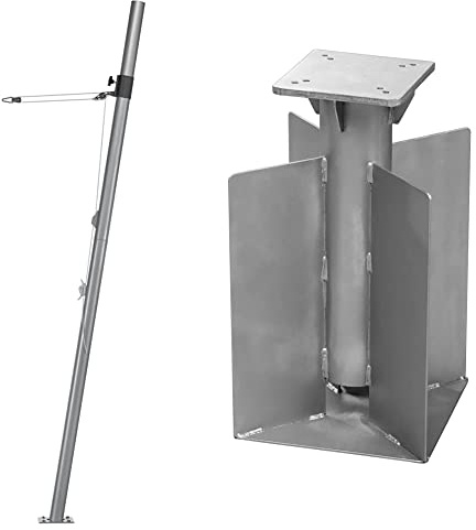Schneider Mast für Sonnensegel, 251-00, Stahl, 11.8 kg Silber & Universal-Bodenanker für Ampelschirme, 897-50, zum Eingraben oder Einbetonieren, 8.4 kg