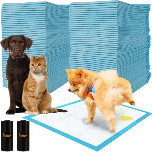 Purlov Hygienematten für Hunde 60x60cm – 50 Stück + 30 Hundekotbeutel – Ultra Saugfähig, Auslaufsicher, 4-lagig – Ideal für Welpen & Senioren