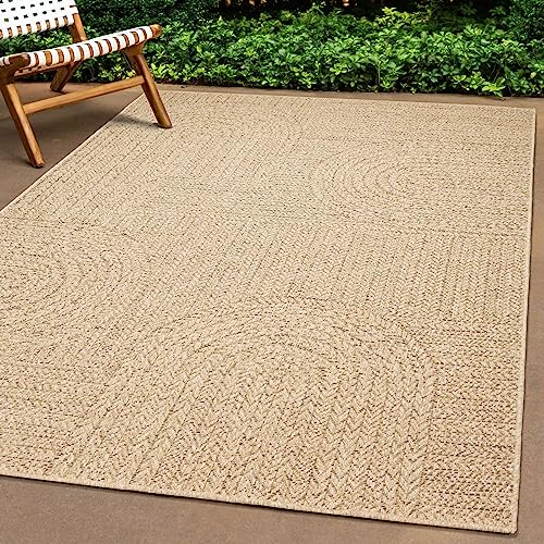 Teppich-Traum In- & Outdoor Teppich 140x200 cm Sisal-Optik natürlich beige braun Garten Terrasse Balkon