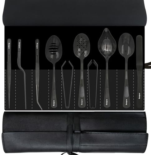 Bonigour Culinary Plating Tool Set, 11 Piece Chef Plating Tool Kit, Black, Professional Cooking Utensils, Stainless Steel, Modernist Cuisine Food Art (11 Piece)