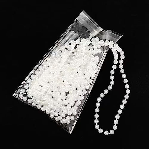 Wambere 5 m 5 mm Perlengirlande Perlenband Perlenkette Deko Hochzeit Perlenschnur Weihnachtsdeko-Perlenkette Geeignet für DIY-Schmuckherstellung, Hochzeitsdekoration,Festivaldekoration,Weiss