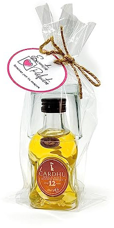 Mini Wisky Cardhu 5cl Con Vasito de Chupito y Etiqueta Personalizada para Regalar en Bodas, Comuniones o Bautizos (CARDHU, 12)