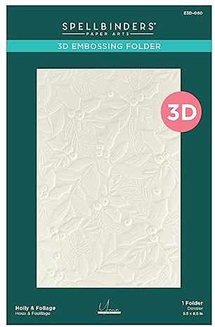 Spellbinders E3D-060 Holly & Foliage 3D Embossing Folder from The De-Light-Ful Christmas Collection by Yana Smakula