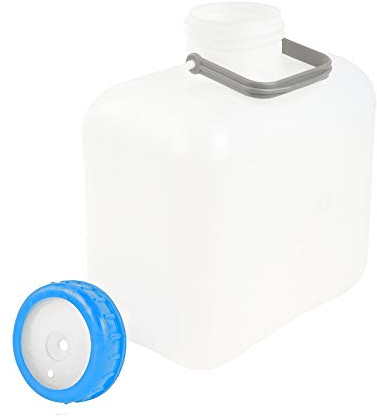 Bidón de boca ancha, 10 litros, color blanco, incluye tapa de rosca, mango de planchado, tapón DIN 96