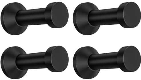 Dripex Handtuchhaken Edelstahl Kleiderhaken Garderobenhaken Einzelhaken bis zu 15kg belastbar Haken Schwarz 4 Stück