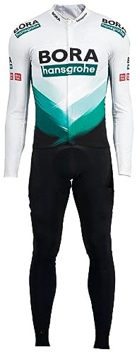 louizumify Tuta da ciclismo a maniche lunghe da uomo con 3 tasche - traspirante, tuta primaverile e autunnale