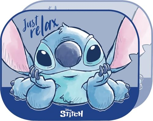TATAWAY - Parasol Lateral Coche | Gráfico de Stitch de Lilo & Stitch | Protección UV | Fácil Fijación con Ventosas | Ideal para Niños y Niñas | 44x35 cm, Lilo & Stitch, Silicona