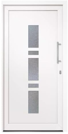 HORI Eingangstür Kunststoff Komplettset - Chain – Moderne Hauseingangstür mit Stahlverstärkung, Wärmeschutz & 5-fach-Verriegelung - Farbe: Weiß - DIN rechts - Modell: - 2100 x 1000 cm