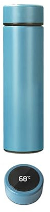 Thermoflasche mit Temperaturanzeige 450 ml Isolierflasche Edelstahl Kaffee Tee Thermobecher für Heiß- und Kaltgetränke (Hellblau)