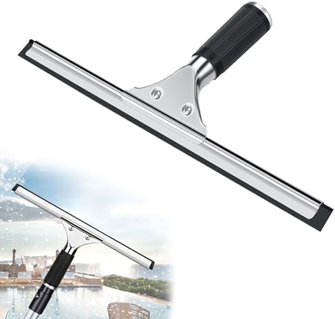 Limpiacristales Ducha Profesional, Escobilla de Goma para Ventana de Acero Inoxidable para Limpiar y Secar Vidrio, Azulejos, Ventanas, Baño, para Eliminar Cualquier Resto de Agua 30 cm (Negro)