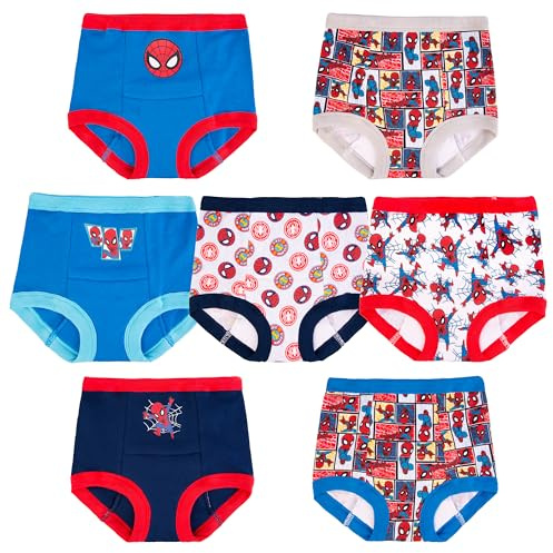 Marvel Mutandina per bambini, motivo: supereroe, tabella di successo e adesivi con Spiderman, Iron Man, Hulk e altre taglie 18m-4t, Confezione da 7 Spiderman Classic, 4 anni
