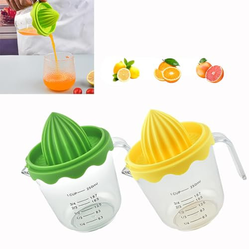 Spremiagrumi arancio limone, spremiagrumi manuale limone, spremiagrumi lime, spremiagrumi arancio, strumento multifunzionale spremiagrumi limone a mano fai da te leggero (Verde + Giallo)