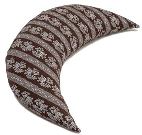 Mond 50cm Das Halbmond Kissen mit EPS-Perlen Blumen-braun| kleines Schlafkissen, Reise- Kopfkissen, Kuschelkissen, Lesekissen