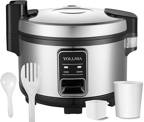 Yollnia 11Liter Gewerblich Reiskocher für 20-25 Personen, Messbescher & Reislöffel, mit Antihaftbeschichtung und Kontrollleuchte,Spülmaschinengeeignet, Warmhaltefunktion, Auto Off, 1300W,