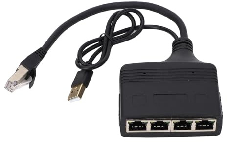 Annadue Répartiteur Ethernet RJ45 Haute Vitesse 1 à 4 Sorties, Répartiteur Réseau 1000 Mbps Hub Ethernet avec Interface USB, Commutateur Internet pour Modems ADSL, Téléviseurs,